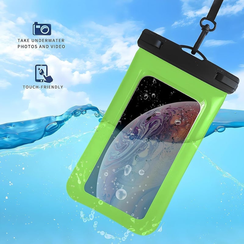 Foweroty Floatable Soap Bubble Waterproof Phone Pouch Case with Crossbody Lanyard for iPhone 17 series 16 Pro Max/15 Pro/14/13, IP68 Cellphone Dry Bag Beach Cruise Ship Essential,1 Pack-Light Green-7″ - Image 5